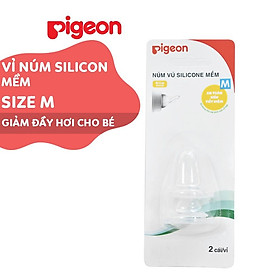 Núm vú cổ hẹp silicone mềm Pigeon (2 cái/vỉ) - Size M(4 tháng tuổi)