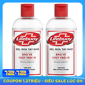 Combo 2 Chai Gel Rửa Tay Khô Sạch Siêu Nhanh Lifebuoy Bảo Vệ Vượt Trội 10 (Chai Nắp 235ml x 2)