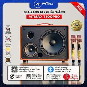 Mua Loa Xách Tay Chính Hãng MTMAX T100PRO - Loa Karaoke Di Động 3 Đường Giá Rẻ Công Suất Lớn 350W Bass Siêu Trầm 25cm Điều Chỉnh Bass Treble Echo Reverb Dễ Dàng Hàng Chính Hãng