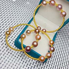 Vòng tay ngọc trai nuôi tứ quý kết hợp cùng bạc ta xi vàng