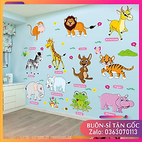 Decal dán tường Thú tiếng anh - SS27