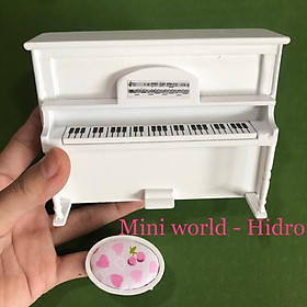 Mô hình đàn piano mini bằng gỗ trang trí nhà búp bê