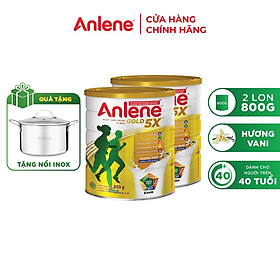 Combo 02 Sữa Bột Anlene Gold 5X Hương Vanilla (Hộp thiếc 800g) - Tặng bộ 2 khăn Anlene (Màu ngẫu nhiên)