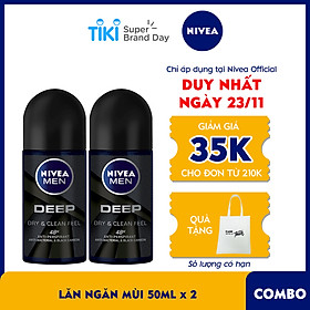 Combo 2 Lăn Ngăn Mùi NIVEA MEN DEEP Than Đen Hoạt Tính 50ml - 80031