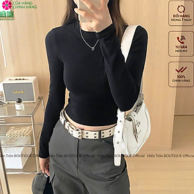 Áo thun nữ croptop Hiền Trần BOUTIQUE chất cotton bozip cao cấp mặc thu đông A11- Cổ Tròn - Women Dáng Ngắn