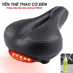 Yên Xe Đạp Có Đèn Cảnh Báo 3 Chế Độ Dùng Cho Các Loại Xe Kèm Chai Dầu Bảo Dưỡng Nhông Xích 100ml