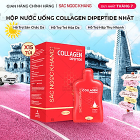 (New) Nước uống Collagen dipeptide 15 túi Sắc Ngọc Khang tinh khiết nhập khẩu từ Nhật Bản, đạt chuẩn hàm lượng hấp thụ nhanh & vượt trội giúp trẻ hóa làn da - săn chắc và sáng mịn