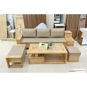 Mua Bộ bàn ghế phòng khách sofa 4 món gỗ sồi tay hộc kéo
