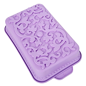 Khuôn silicon làm đế bánh, rau câu hình chữ nhật hoa văn kiểu - Loại 34 cm - Mã số 1181