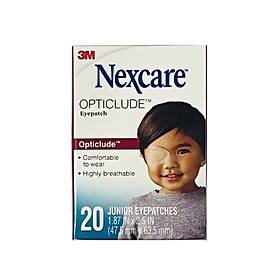 (Tặng 1 vỉ Urgo chống thấm nước) Hộp 20 miếng dán mắt hỗ trợ nhược thị trẻ em 3M Nexcare 1537 cỡ bé, sản xuất tại Canada