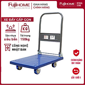 Xe đẩy hàng 4 bánh gấp gọn 200kg đa năng sàn nhựa nhập khẩu FUJIHOME PH200A, bánh cao su chống ồn