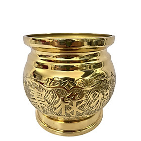 Mua Lư hương thờ cúng bằng đồng vàng bóng dk 14cm phụ kiên thờ cúng gia tiên