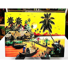 Mua Tranh sơn mài - ĐỒNG QUÊ VIỆT NAM -Hàng xuất khẩu size 30x40 cm