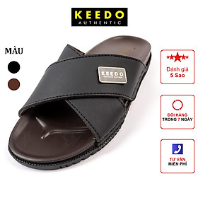 Dép nam quai chéo mẫu mới thương hiệu KEEDO KD0615 may khâu sẵn hàng chính hãng