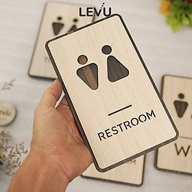 4 Mẫu bảng gỗ WC – Toilet – Restroom – Bathroom decor tối giản LEVU TL37