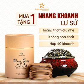 Nhang khoanh Trầm Hương cao cấp 12 Năm tích trầm - Tặng kèm lư sứ xông nhà - Thơm lâu, an toàn sức khỏe - Không kích mũi, không cay mắt - Thiên Mộc Hương -
