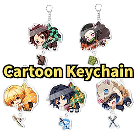 Keychain Locomotive Motorcycle Car Scooter Schoolbag Backpack Demon Slayer's Blade Acrylic Keychain Double-sided Transparent Stand Pendant Anime Keychain Practical Gifts