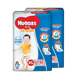 Combo 2 Tã quần HUGGIES DRY PANTS SUPER JUMBO M74-L68-XL62-XXL56