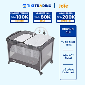 Giường cũi trẻ em Joie Commuter Change & Snooze Linen Gray