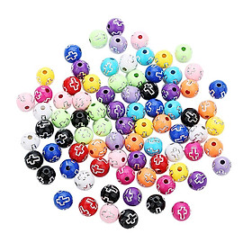 100 Pcs Round Loose Spacer Beads 8 mm Cross Pattern DIY Jewelry Findings