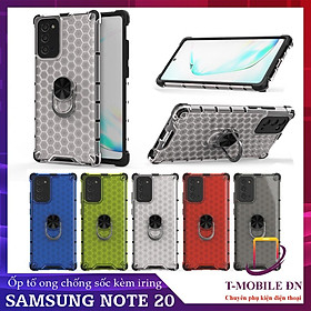 Ốp lưng cho Samsung Note 10 Note 10 Plus Note 20 Note 20 Ultra chống sốc họa tiết tổ ong kèm nhẫn iring