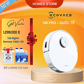 Mua Robot Hút Bụi Lau Nhà ECOVACS Deebot N8 Pro Kết Nối App Công nghệ OZMO 2.0 Lực Hút 2600 Pa Phù Hợp Diện Tích 200m2 Công Suất 40W - Hàng Chính Hãng