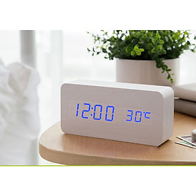 Mua Đồng hồ gỗ LED ZAYTEN để bàn hình chữ nhật độc đáo  tiện dụng đo thời gian  nhiệt độ phòng - Tặng pin