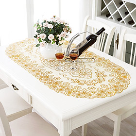 Khăn trải bàn họa tiết 3D sang trọng hình oval cỡ lớn 60x120cm