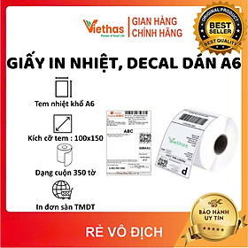 Mua Giấy in nhiệt  decal dán A6 Khổ 100x150mm - 350 tem / 1 cuộn Chuyên in đơn sàn TMĐT   in mã vận đơn có lớp keo dán ( Hàng nhập khẩu )