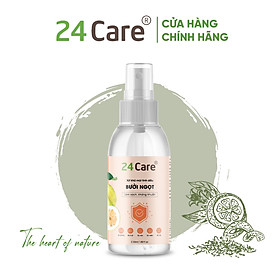 Xịt Phòng Tinh Dầu Bưởi Ngọt Hữu Cơ Organic 24Care 50ML/100ML - Kháng khuẩn - Khử mùi hôi - Đuổi muỗi, côn trùng - Xịt không gian bàn ăn, giúp ăn ngon miệng hơn - Hương thơm thư giãn