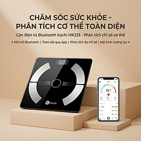 Cân điện tử bluetooth phân tích chỉ số cơ thể Kachi MK223 - Màu đen - Hàng chính hãng