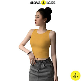 Áo croptop nữ ba lỗ 4LOVA kiểu ôm sát nách chất liệu cotton cao cấp thoáng mát, mềm mại