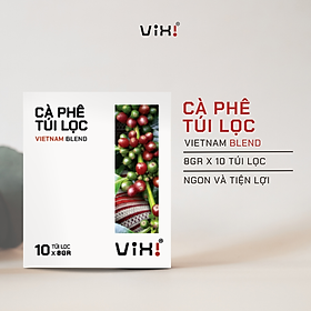 Cà phê Blend túi lọc nguyên chất tiện lợi rang mộc ViXi hộp 8g