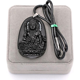 Dây Chuyền Mặt Văn Thù Bồ Tát - Thạch Anh Đen 6cm DETES3 - Kèm Hộp Nhung - Tuổi Mão