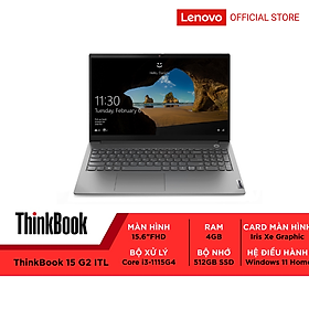 Laptop Lenovo ThinkBook 15 G2 ITL 20VE00UUVN i3 1115G4|Ram 4GB|512GB|15.6'' FHD| Bạc - Hàng chính hãng