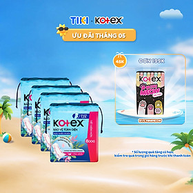 Lốc 4 Gói băng vệ sinh Kotex Bảo Vệ Toàn Diện Ngày Nhiều và Đêm 28cm Siêu Mỏng Cánh 14 miếng/ gói