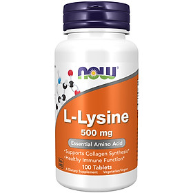 L Lysine 500mg 100 TABS hãng NOW USA Giúp tăng cường sức đề kháng