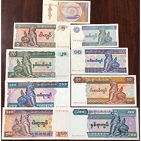 Bộ 9 tờ tiền của Myanmar con Lân sưu tầm