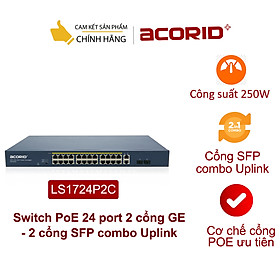 Mua Switch PoE 24 cổng PoE x 2 cổng GE x 2 cổng SFP combo Uplink Acorid LS1724P2C-250W- Hàng nhập khẩu