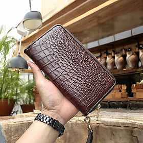 Ví dài Da bụng cá sấu trơn. 1 KHÓA gọn nhẹ dễ sử dụng!