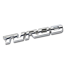 Decal tem chữ Turbo inox dán trang trí thân xe hoặc đuôi ô tô