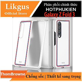 Ốp lưng chống sốc cho Samsung Galaxy Z Fold 3 hiệu Likgus Brow luxury (chất liệu cao cấp, thiết kế thời trang họa tiết 3 sọc màu) - hàng nhập khẩu - Trắng