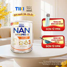 Sữa bột NAN INFINIPRO A2 3 với công thức đầu tiên chứa đạm A2, 6HMO & Lợi khuẩn kép nhập khẩu Thụy Sĩ - Hộp 800g (2 - 6 tuổi)