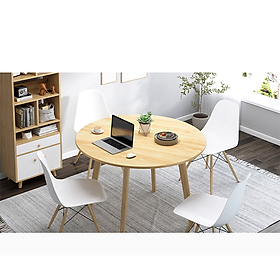 Mua Bộ Bàn ăn tròn 4 ghế decor phòng ăn gia đình đẹp - Bàn gỗ tròn 1m và ghế nhựa Eames ngồi tiếp khách  uống trà