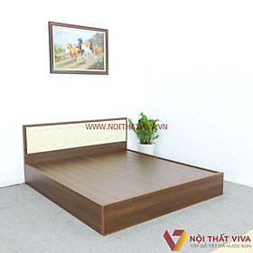 Giường Ngủ Gỗ Mdf Melamine Màu Nâu Có Đầu Nệm Kem Đẹp Giá Rẻ