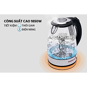 Mua Ấm siêu tốc thủy tinh 1L7 SUNHOUSE SHD1217 - ấm đun nước siêu tốc đế xoay 360 độ - tự ngắt - thiết kế đèn LED thông minh
