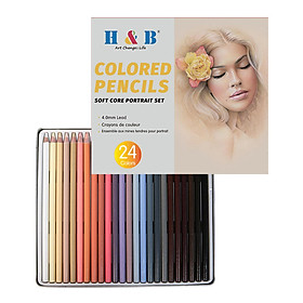 H&B 24 Colors Pencils Set Art Supplies Character Skin Tone Oily Colored Pencil Portrait Drawing Tool
