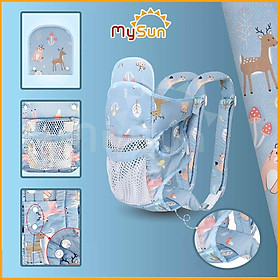 Đai địu vải 4 tư thế có đỡ cổ cho bé sơ sinh, trẻ em 36 tháng tuổi ngồi xe máy an toàn - MySun