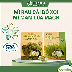 COMBO ĂN DẶM Cho Bé Mì rau Organic hữu cơ Anpaso Cải bó xôi và Mầm lúa