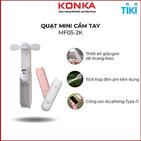 Mua Quạt cầm tay mini gấp gọn tích hợp đèn pin sạc dự phòng 1500 mAh USB Micro đa năng có đế để bàn tiện lợi